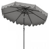 Costway Parasol de patio de 9 pieds a 2 niveaux, parasol de table de marche avec toile protectrice solaire gris