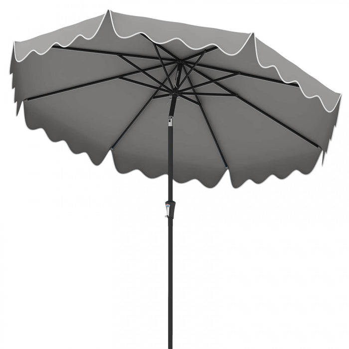 Costway Parasol de patio de 9 pieds a 2 niveaux, parasol de table de marche avec toile protectrice solaire gris