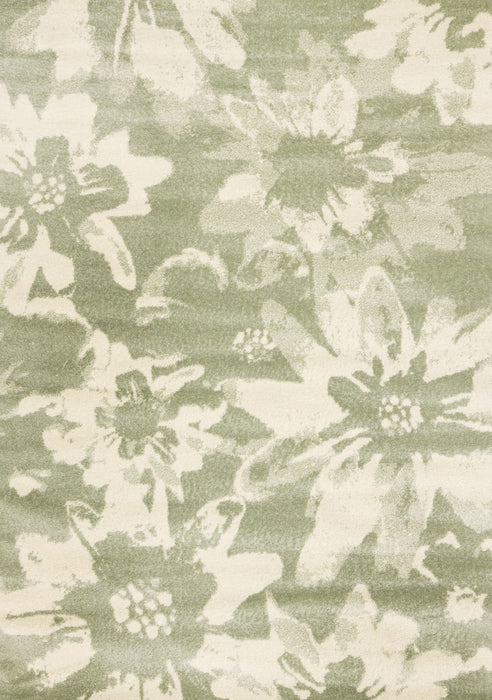 Carpette Ellis verte et crème à motif floral - 7 pi 10 po x 10 pi 6 po