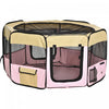 Pawhut 49,2 Pouces Grand Parc D'exercice Pour Chiots Pour Animaux De Compagnie Portable Chien Chat Enclos Pour Animaux De Compagnie Cage Tente Chenil Caisse Rose Sac De Transport Inclus
