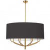 Lustre Eleanor de Dainolite avec abat-jour noir et blanc, fini laiton vieilli et 8 ampoules