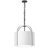 Luminaire suspendu Quincy de Dainolite avec abat-jour blanc, fini noir mat et 1 ampoule