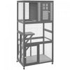 Pawhut Maison D'exterieure En Bois Pour Chat De 74\", Resistante Aux Intemperies Et A Roulettes, Enclos D'exterieur Pour Chat, Cage Pour Chaton, Gris Clair