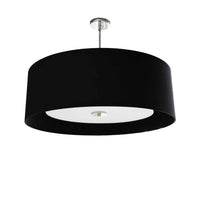 Luminaire suspendu Helena de Dainolite de 22 po de diamètre avec abat-jour noir et blanc qui diffuse la lumière, fini chromé poli et 4 ampoules