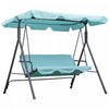 Outsunny Balancoire De Patio A 3 Places Avec Auvent Reglable, Bleu Sarcelle
