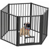 Pawhut Parc Pour Chien, 30\" De Haut, 6 Panneaux, Enclos D'exercice Pour Chiot, Robuste Avec Barriere Pour Chien Et Porte Pour Chat, Cloture Portable Pliable, Noir