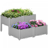 Outsunny 4 Pieces Lit De Fleurs Sureleve Planteur D'herbes Vegetales
