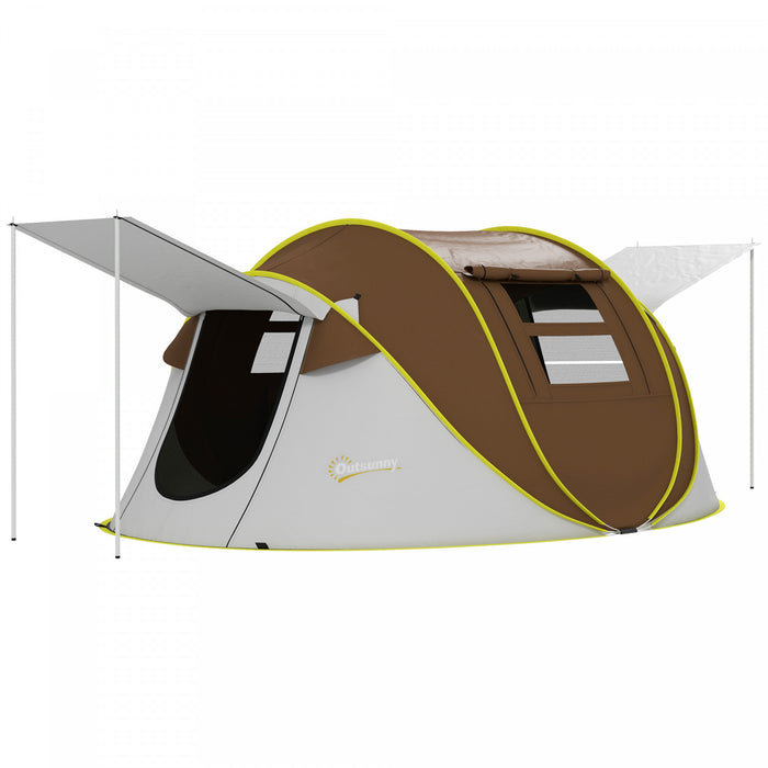 Outsunny Tente De Camping Avec 2 Porches, Etanche 3 000 Mm, Marron