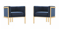 Fauteuil lounge moderne en velours Paramount bleu royal - Lot de 2
