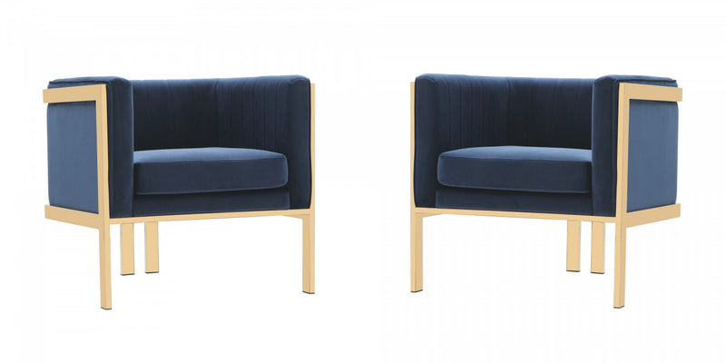 Fauteuil lounge moderne en velours Paramount bleu royal - Lot de 2