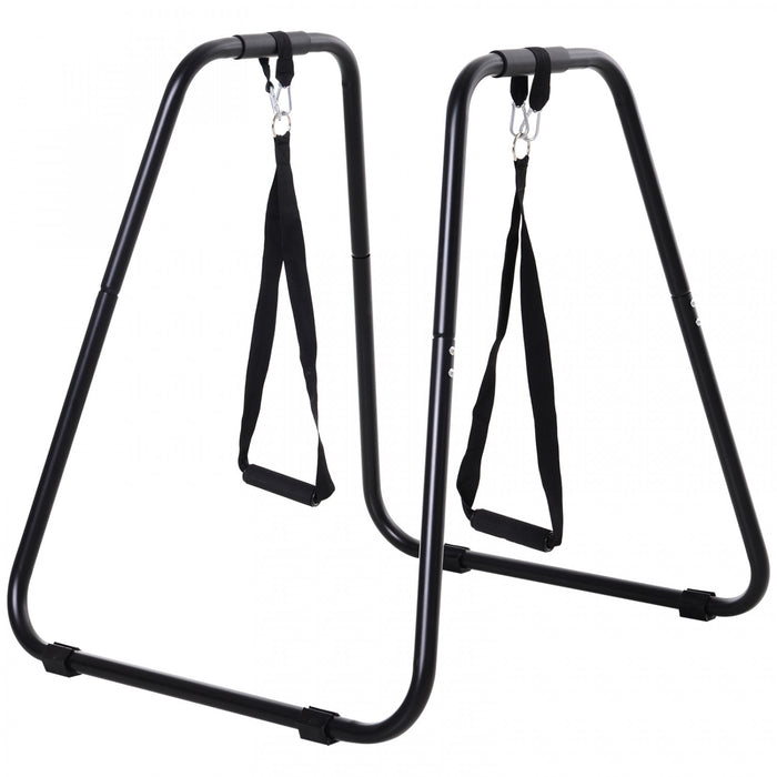 Soozier Sation De Pompe Traction Bar Support D'entrainement Avec Sangles Home Gym Noir