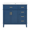 Marshall 36 Inch Modern Bathroom Vanity with Ceramic Sink & Storage, Blue | Meuble de salle de bain moderne Marshall 36 pouces avec lavabo ceramique et rangement, bleu