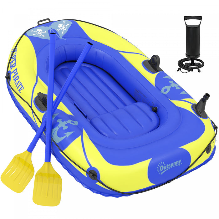 Kayak Gonflable 1-2 Personnes, Kayak de Loisirs avec Porte-Cannes Bleu Fonce