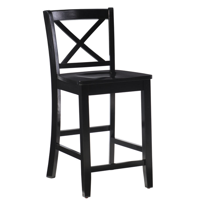 Tabouret Torino de hauteur comptoir avec dossier en X - noir