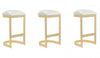 Tabouret de bar moderne en metal et tissu Aura, blanc - Lot de 3