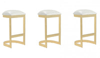 Tabouret de bar moderne en metal et tissu Aura, blanc - Lot de 3