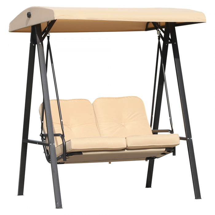 Outsunny 2 Places Couverte Balancoire D'exterieur Chaise Longue Hamac Banc Avec Coussin Inclinable Auvent