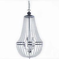 Lustre Dawson de Dainolite avec perles transparentes, fini chromé poli et 6 ampoules