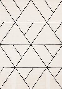  Tapis Covington a motif de treillis geometrique moderne blanc et noir, 6'7