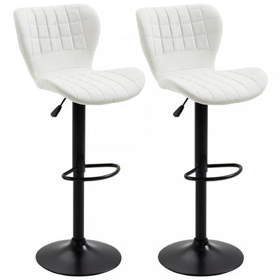 HOMCOM Bar Stools Set of 2 Adjustable Height Swivel Bar Chairs PU Leather