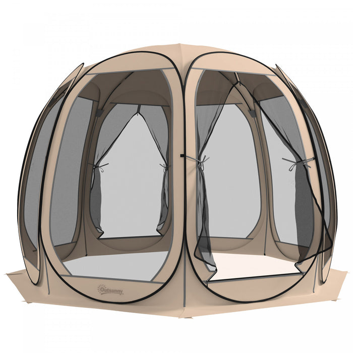 Outsunny Tente Moustiquaire , Tonnelle Escamotable Avec 2 Portes, Beige