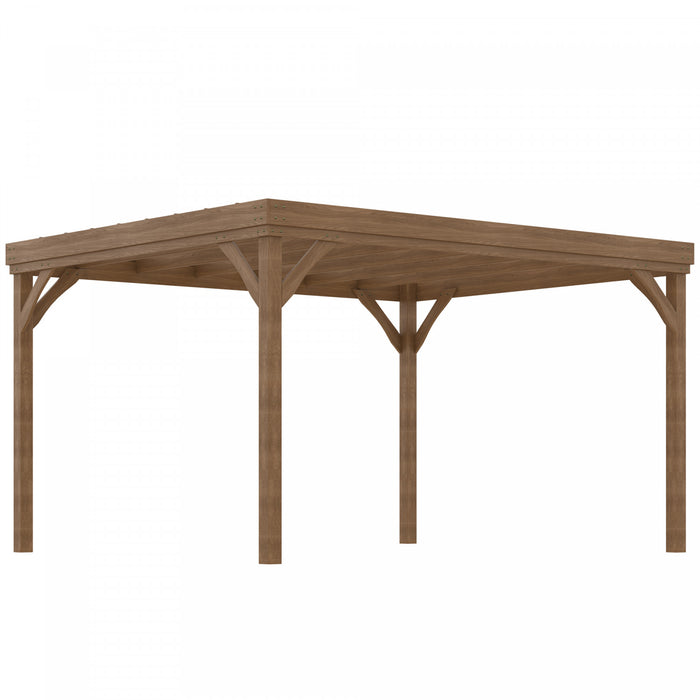 Outsunny 10' X 12' Gazebo Pergola En Bois Pour Plantes Grimpantes, Marron