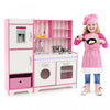 Jouet En Bois Costway Kids Kitchen Playset Avec Lumieres Led Reglables Et Machine A Laver