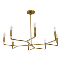 Lustre Colette de Dainolite avec fini laiton vieilli et 8 ampoules