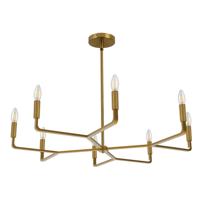 Lustre Colette de Dainolite avec fini laiton vieilli et 8 ampoules
