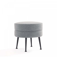 Pouf d’appoint capitonne Bailey style milieu du siecle en gris