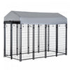 Pawhut 8' X 4' X 6' Grande Cloture Chenil Pour Chien En Metal Avec Toit En Tissu Pe Resistant Aux Uv Et Porte Avec Serrure