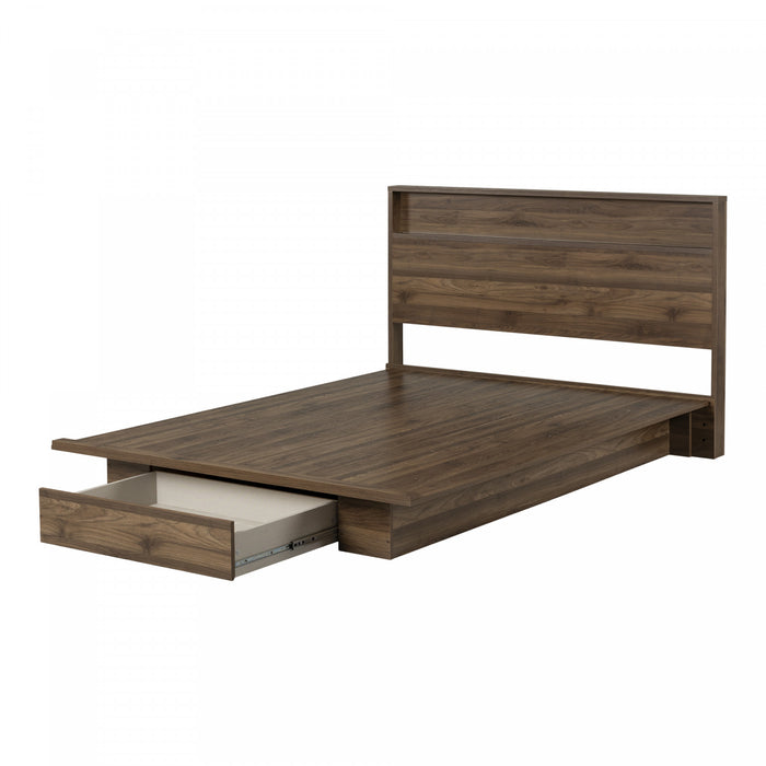 Musano Ensemble Lit Plateforme Et Tete De Lit Noyer Naturel, De Meubles South Shore