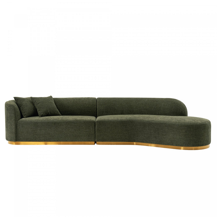Canape d’angle moderne Daria 132\" en chenille vert olive