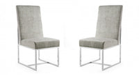 Chaise de salle a manger moderne Element en velours et metal acier - Lot de 2