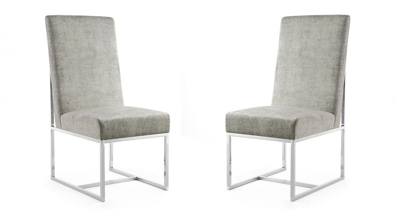 Chaise de salle a manger moderne Element en velours et metal acier - Lot de 2