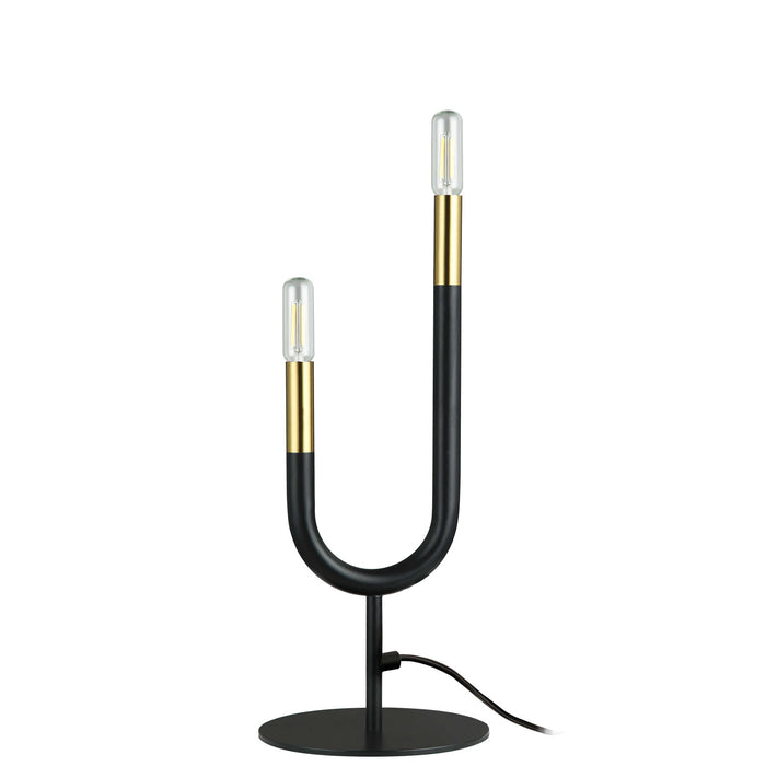 Lampe de table Wand de Dainolite avec fini noir mat et laiton vieilli, et 2 ampoules