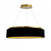 Lustre Circulo de Dainolite avec abat-jour noir et doré, fini laiton vieilli et ampoule de 34 W