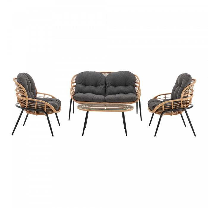 Ensemble de conversation moderne Pine 4 pieces en gris