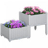 Outsunny 2 pieces lit de jardin sureleve PP parterre de fleurs, gris clair