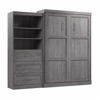 Grand lit escamotable mural Pur de Bestar de 101 po avec tablettes et tiroirs - gris écorce