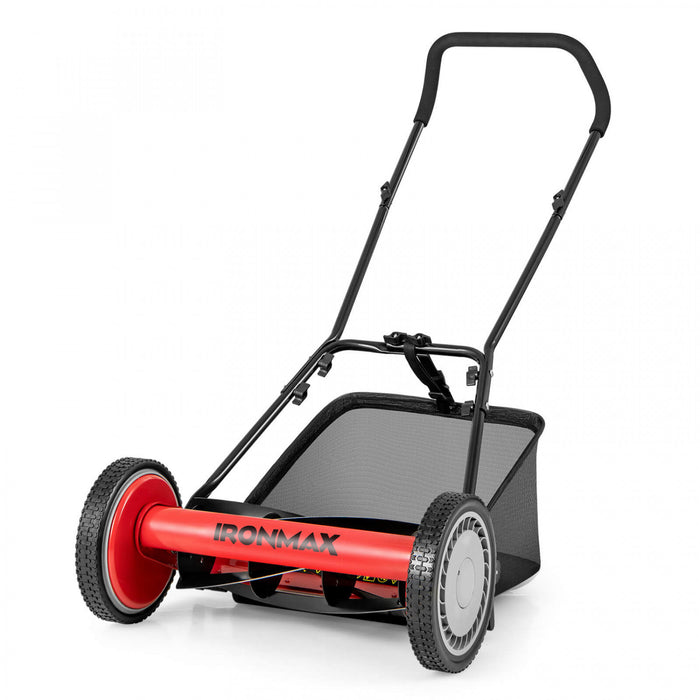 Ironmax 16 \"pousser Tondeuse A Gazon Avec 5-lame 6,9 Gallons Amovible Grass Catcher Pour Jardin Rouge