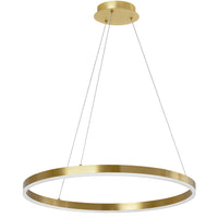 Lustre Circulo de Dainolite en acrylique blanc qui diffuse la lumière, avec fini laiton vieilli et ampoule de 34 W