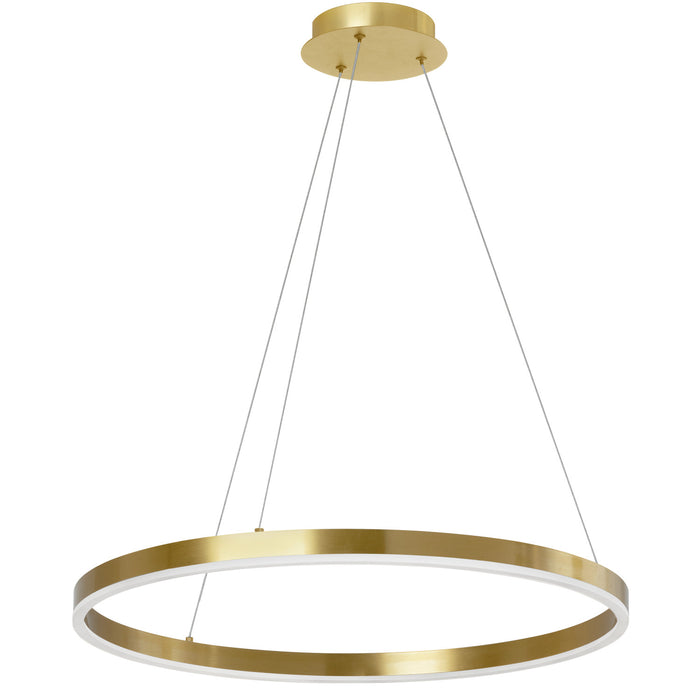 Lustre Circulo de Dainolite en acrylique blanc qui diffuse la lumière, avec fini laiton vieilli et ampoule de 34 W