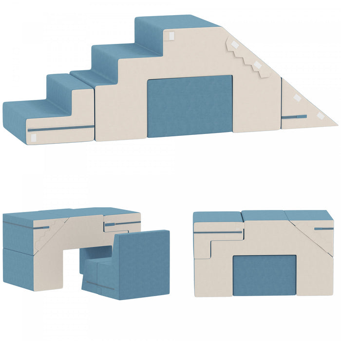 Qaba Blocs D'escalade En Mousse Pour Tout-petits, 2 Pieces, Bleu