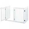 Pawhut Barriere De Securite Pour Animal De Compagnie En Bois Autoportante Avec Porte Ouverte En Forme De Z 4 Panneaux
