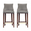 Tabouret de bar moderne en bois Shubert avec revetement en taupe fonce - Lot de 2