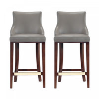 Tabouret de bar moderne en bois Shubert avec revetement en taupe fonce - Lot de 2