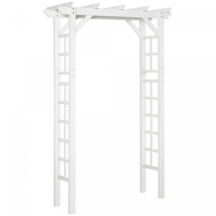 Outsunny Arbre De Jardin En Bois, Treillis D'arche De Jardin, Blanc