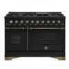 Cuisiniere a double combustible Antico de 48 pouces , noire, 5,5 pi³ four double - FFSGS6113-48BLK