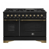 Cuisiniere a double combustible Antico de 48 pouces , noire, 5,5 pi³ four double - FFSGS6113-48BLK